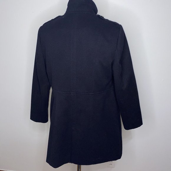 Coldwater Creek Womens Blue Coat XL 16 Military Gold Buttons Zipper Pockets - Picture 6 of 7